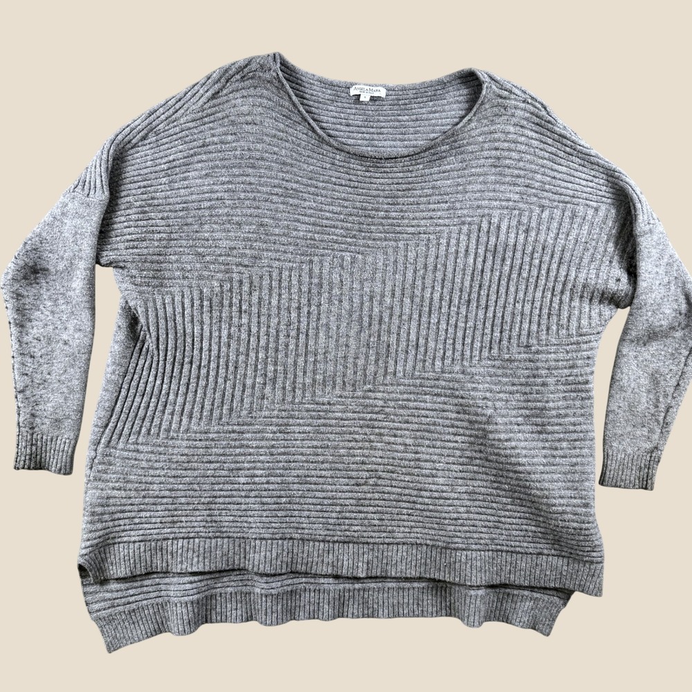Angela Mara Sweater Women S Grey Ribbed Knit Made In Italy Slouchy Quietluxury